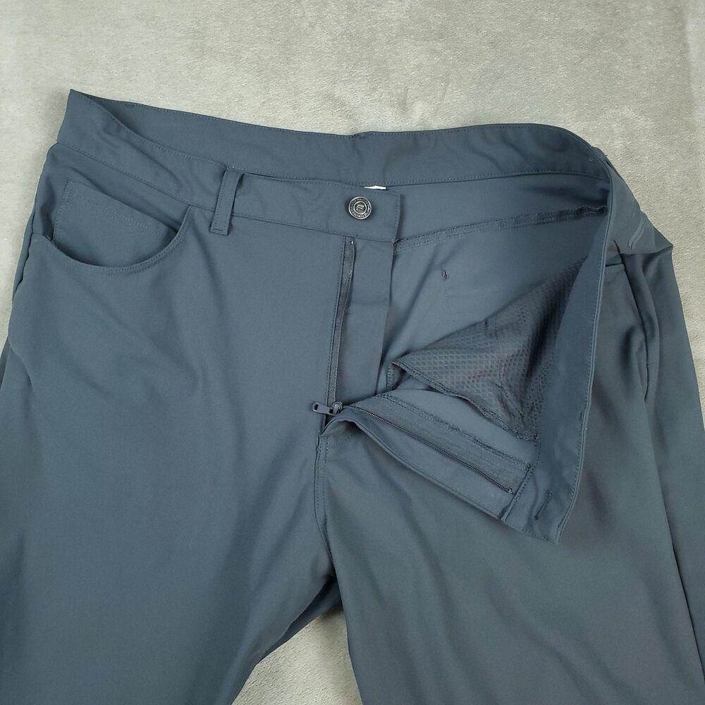 Fabletics Pants Mens 34x30 Gray Slim Fit Stretch Tapered Khaki Zip Pocket Casual - Picture 8 of 13
